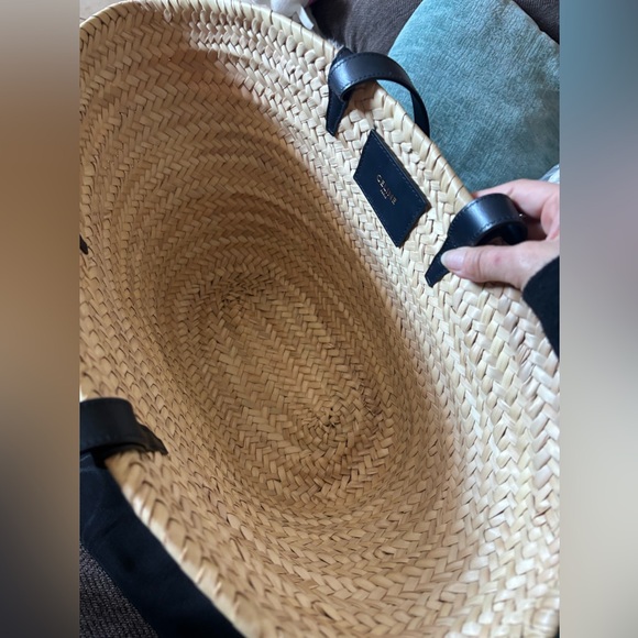 Celine Triomphe logo raffia tote shoulder bag large - Picture 7 of 15